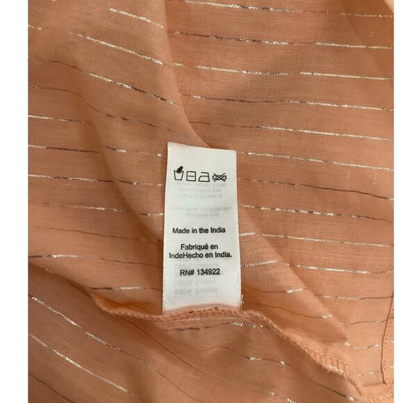 Emerson Fry India Collection Heirloom Dress Peach Silver Lurex Size XS Small - Picture 16 of 16
